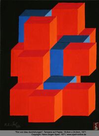 HP 002 Rot von Blau durchdrungen, Tempera, 1971